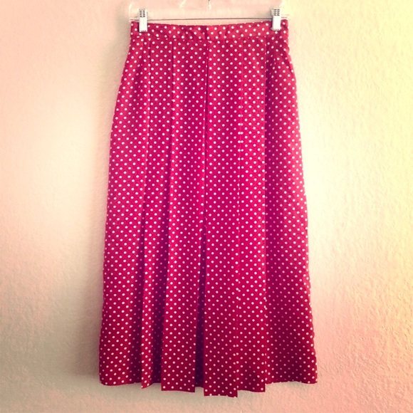 red polka dot skirt midi